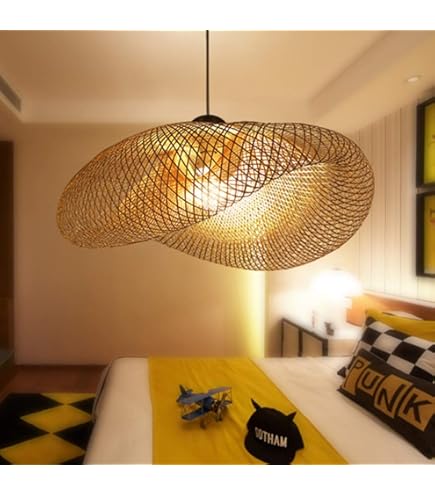 GLSTOY Abat-jour En Paille Tressée Avec Cordon De Paille, Abat