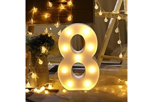 GUIJIYI Chiffres LED - Chiffres lumineux - Chiffres lumineux - 0 1 2 3 4 5 6 7 8 9 - Lumière blanche chaude - Décoration de fête d'anniversaire et Mariage(8)