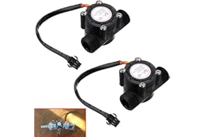 Youmile 2PACK Water flow sensor 1-30L/min 1/2" Control Fluid Flowmeter Switch G1/2 Counter 1-30L/min Meter for Arduino Flowmeter Measure Temperature Instrument