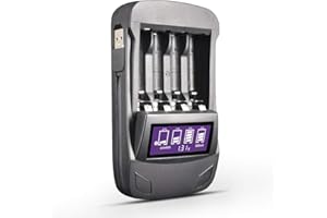 CITYORK Palo 4 gniazda USB LCD Smart Battery Charger do akumulatorów AA AAA Ni-MH/Ni-CD, z funkcjami ładowania, rozładowania, aktualizacji, testu napięcia