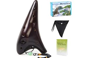 LOTMUSIC Ocarina 12 Tones Alto C mit Song Book Neck String Neck Cord (Braun)