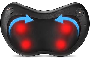 Careboda Poduszka do masażu Shiatsu, masażer karku i pleców z kojącym ciepłem, elektryczna poduszka do masażu szyi, 4 węzły i 2 prędkości masażu, do domowego samochodu biurowego