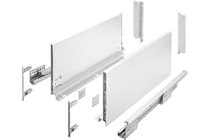 GTV - Système de Tiroirs Axis Pro, Ensemble de Tiroirs, Extraction Totale, Amortissement Intégré, Charge 40 kg, Tiroir Coulissant avec Fermeture Douce - Largeur 550 mm, Hauteur 200 mm, Blanc