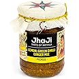Jhaji Store's Lemon, Ginger & Green Chilli Pickle | Nimbu Mirchi Ka Achar | Tangy, Spicy & Sour | Homemade Lemon Pickle with Ginger & Green Chilli | Sun-Dried | No Preservatives | 500g Glass Jar
