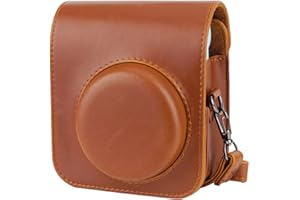 Cpano Kameratasche aus Kunstleder kompatibel mit der Instax Mini 12, mit verstellbarem Schultergurt und Zubehörtasche. (Braun)