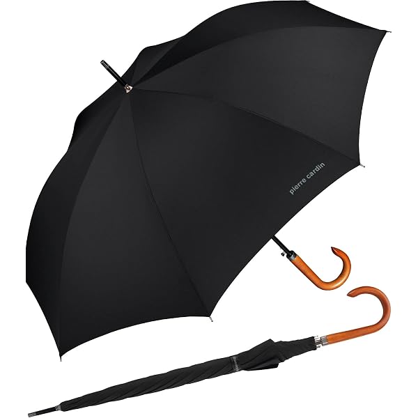 SMATI Ombrello Da Uomo Grand Class Automatico - 16 Costole In Fibra Di Vetro, Antivento, Diametro 114cm, Manico In Gomma, Nero