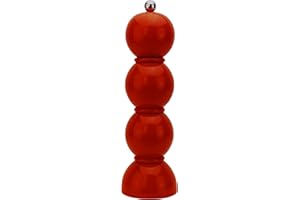 Addison Ross Bobbin Salt or Pepper Mill – Easy Twist Ceramic Grinder – Sustainable Rubber Wood – Modern Design – Ideal Wedding Gifts or Housewarming Gift – Kitchen Accessories – Red – 24cm
