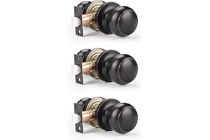 Probrico Oil Rubbed Bronze Passage Door Knobs, Internal Door Knobs for Hallway, No Locking Function, Door Latch Included, 3 Pack