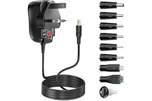 OUTTAG AC Charger Adapter Power Supply AC to DC 12W Wall Main Charger 3V 4.5V 5V 6V 7.5V 9V 12V 1A for Bluetooth BT Speakers Routers CCTV Cameras LCD Android TV Box IP Camera LED Lamps Smart Phones