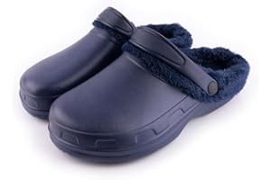 R-ISLAND Clogs Sabots d'hiver pour homme, avec doublure chaude, imperméable, antidérapant, confortable, parfait pour la maison extérieure ou intérieure