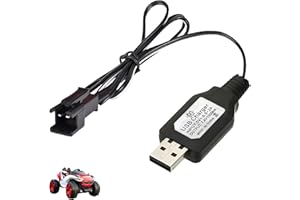 Ksywydu 7.4V USB Charger Cable, SM-3P Plug Charger, Universal RC Car Charger for RC Car Plane Tank Boat, Remote Control Toys, Charging Cable with Protection, DC 5V Input, 7.4V 1A Output, Black