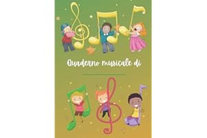 Quaderno musicale: 6 pentagrammi LARGHI con chiave di violino e INTERLINEA - Stampato in modo da facilitare l'utilizzo di tutta la riga - Perfetto per bambini e studenti - 100 pagine - A4