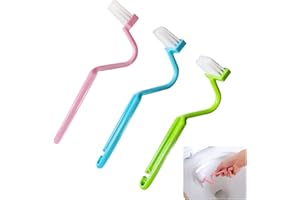 ZENVALY Spazzolone WC, 3 Pezzi Spazzola per Bordi WC Curvo, Plastica Spazzola di Pulizia Servizi Igienici per Doccia, Angoli, Cucina, Angolo Rim, Pulizia Profonda