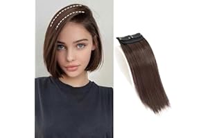 XFSRG Extensions de Cheveux Clip pour Femmes Cheveux Naturel Faux Longueur Moyenne Extension à Clip Hair Extension Synthétique Rajout Human Hair Extension（Marron）
