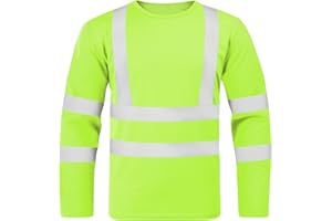 BSBUY Profi Warnschutz T-Shirt Warnkleidung Leicht Langarmshirts Langarm Hohe Sichtbarkeit Arbeitsshirt Warnshirt Reflektierend Arbeitshemd Hochsichtbares Warnschutz Tshirt Fluoreszierende Farben M~XL