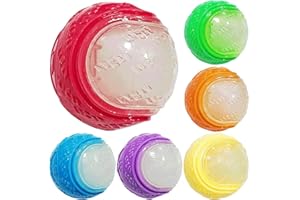 SPEEDY PANTHER [Ultimate Durability] 6 Pack Indestructible Dog Toys, Squeaky Chew Balls for Aggressive Chewers & Puppy Teething, Glow-in-Dark Training Balls for Small/Medium Dogs, Non-Toxic Rubber Dental Toys