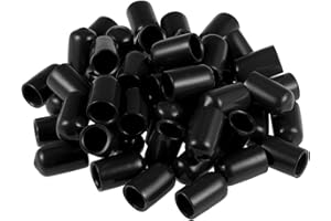 TA-VIGOR 50Pcs Rubber End Caps, 10mm ID Round Flexible Screw End Caps Thread Protectors, Black Vinyl Bolt Covers Rubber Covers for Screws, Tubes, Cables, Wires, etc