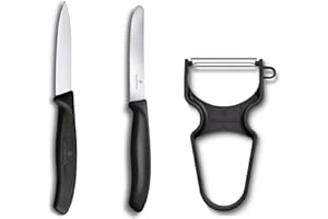 Victorinox Swiss Classic zestaw noży kuchennych z obieraczką, 3 sztuki, stal nierdzewna, można myć w zmywarce, czarne