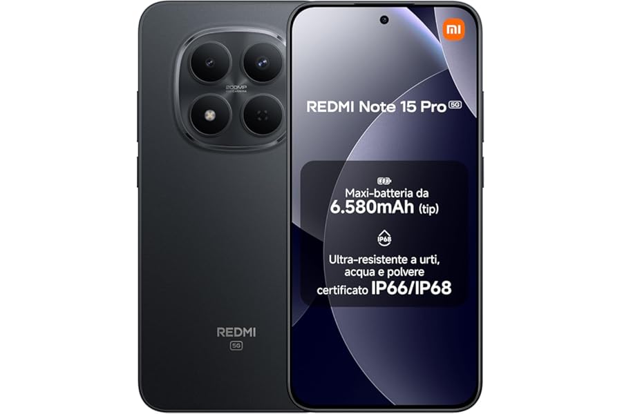 XIAOMI Redmi Note 15 Pro 5G, Smartphone 12+512GB, 6580mAh Solid Battery, IP66/IP68, New 200MP Camera, 6.83" AMOLED Display, Black, 2 Year Warranty, Charger Not Included4.5 out of 5 stars520€399.90