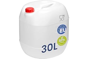 Garronda Jerrican Eau sans BPA jerrican Alimentaire d'eau bidon 30L jerrican Eau 30L bidon Etanche Reservoir Eau Camping Car bidon Eau Camping Accessoires Blanc GD-0082