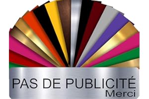 GRAVURE CONCEPT Plaque PAS DE PUBLICITÉ MERCI Adhésive PVC Pour Boîte Aux Lettres - Plaque Stop Pub - 8 cm x 2 cm - 21 Couleurs Disponibles (Gris Alu Brillant)