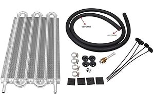 MOOUK Getriebe Ölkühler Kit Universal Automotive Transaver Automatikgetriebe Ölkühler Set Auto Lkw Trans Aluminium Motor/Getriebe Racing Ölkühler - Silbern