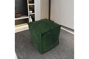 LOUIS DONNÉ Pouf Ottoman Foot Rest, Square Pouf Cover, 17.7" Cube Bean Bag Chair, Decorative Footrest, Storage Solution, Casual Footstool for Living Room, Green Outdoor……