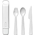 Hip Cutlery Set - Reusable Utensils with Portable Travel Case for Storage - Eatware for Lunchboxes, Picnics, Camping, & More - BPA Free & Recyclable - Includes Knife, Fork and Spoon - Cloud
