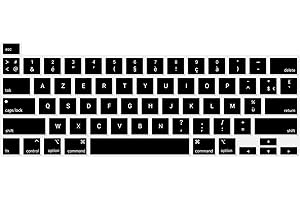 MiNGFi Protection Clavier Silicone Français AZERTY pour MacBook Pro 13" M1/M2 A2338 (2020–2023), A2289 (2020), A2251 (2020–2021), Pro 16" A2141 (2019–2021) US/ANSI - Noir