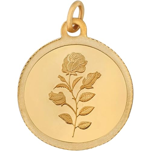 Bangalore Refinery 24k (999) Purity 2gm Yellow Gold Round Rose Pendant (without hook)