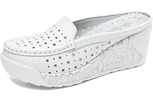 Solshine - Mocassini slip on da donna in pelle, con plateau, motivo floreale