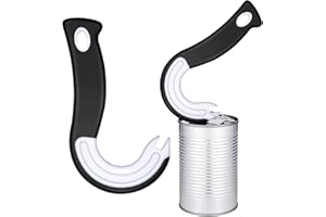 acdokuk Pack of 2 Can Openers, 150 x 90 mm, Ring Pull Glass Opener, J Shaped Kitchen Aid, Opener Pull Helper, Hook Can Opener, Easy to Open for Cans with Locking Rings, Black