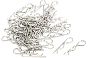 UXCELL sourcing map a15122800ux1108 Pasador de clip de chaveta en forma de R de acero inoxidable de 1,5 x 33 mm - Tono plateado (50 piezas)