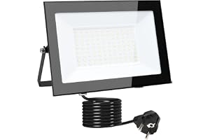 MOLVCE LED-strålkastare utomhus 100 W 6000 K kallvit, aluminium superljus 8500 lm LED-strålkastare med kontakt och 3 meters k
