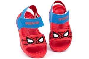 Marvel Spider-Man Sandali Bambini | Boys Girls Superhero Face Mask Sliders con cinturino di supporto | Rosso Blu Scarpe Estate Calzature