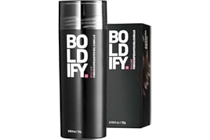 BOLDIFY - Fibras capilares, ocultan completamente la pérdida del cabello, 100% fibras de algodón no detectables, bote gigante de 28 g, engrosamiento instantáneo del cabello (Castaño medio)