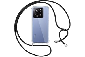 Pnakqil Handykette für Xiaomi 13T/Xiaomi 13T Pro 5G Hülle mit Band, Transparent Weich Silikon mit Kordel Necklace Schnur Anti-Fall Bumper Schutzhülle Case Kompatibel mit Xiaomi 13T Pro 6.67", Schwarz
