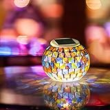 Solarleuchten Mosaik Solar licht Farbwechsel Star Solarlampe Night Light, Wasserdicht Kristallglas Globe Ball Stimmungslicht 