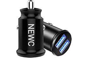 NEW'C Lot de 2, Mini Chargeur Voiture Allume Cigare USB 2 Ports pour iPhone 8/X/7/6s/6/Plus/X/XS/XR/11/12/Pro, Samsung Galaxy S10/S9/S8/S7/S6/Edge/NOTE/Plus, Huawei, Xiaomi, Smartphone,Tablette