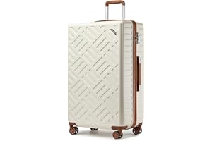 Supercase Valise Rigide Grande Taille 74cm, Valise Soute 4 roulettes avec Serrure TSA,Valise de Voyage Résistante et Pratique（Crème