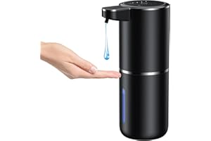 Fantictas Dozownik mydła, automatyczne mocowanie ścienne z czujnikiem podczerwieni, 380 ml, elektryczny dozownik mydła, bez wiercenia, ładowanie przez USB, wodoszczelność IPX5, do łazienki, toalety,