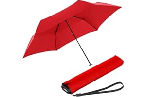 Knirps Taschenschirm Ultra US.050 Slim Manual – Ultra leicht und flach – Sturmfest – Windproof – 21 cm – Rot