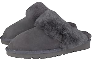 Rohn Moden Lammfell Hausschuhe Talea für Damen, echt Schaffell Pantoffel, atmungsaktive Pantoletten, Slipper mit fester EVA-Sohle in Premiumqualität, Schlappen in rosa, grau