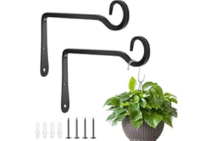 AMFUN 2 Pièces Crochets de Plafond pour Plantes Suspendues, Crochets Muraux Décoratifs D'extérieur, Métal Mur Crochet Swag pour Jardinières, Distributeur de Nourriture D'oiseaux, Lanternes(Noir)