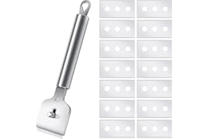 AUXSOUL Edelstahl Ceranfeldschaber, Schaber Ceranfeld inkl 14 Ersatzklingen, Ersatzklingen Ceranfeldschaber für Cerankochfeld, Schaber Ceranfeld für Kochfeld und Backofen