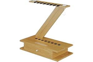 ‎STRADIVARI Stradivari Billard Queueständer Zorro im modernen Design | Stabiler, Standfester Ständer für 8 Queues, Kreide, Zubehör | Aus Furnier u. Edelstahl | 70x80x40 cm | Markenqualität