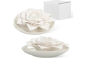SYHDFXKNP 2 Piezas Difusor de Aceite Esencial Flor de Loto Difusor Yeso para Aceites Esenciales Difusor Aceites Esenciales Sin Agua Difusor de Aire en Piedra Perfumada Flor de Loto para Sala de Estar Baño Coche