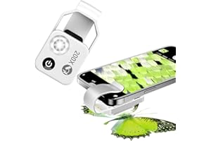 BIGFOX Microscopio de Teléfono con Luz LED, Portátil Microscopio HD 200X con Filtro CPL e Clip Universal para 99% Smartphone Niños y Adultos Exploran el Microcosmos(Plata)