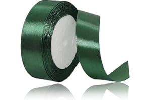 ALOHOVME Dark Green Satin Ribbon 25mm x 23 Metres, Solid Color Fabric Silk Ribbon for Crafts, Gift Wrapping, Wedding Bouquet, Flower Arrangement, Bows Making, Balloons, Cake Decoration, Sewing and Baby Shower