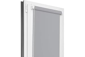 Estika Estor Enrollable Opaco sin taladrar - Ancho de Tela 40 cm x 120 cm - Gris - 6 Colores de Tela, estores para Ventanas, estores Klemmfix para Interior